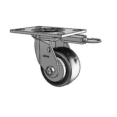 4 Series 2 Inch Wide Top Plate Swivel Caster Caster with 4 x 2 Endura Solid Elastomer Wheel