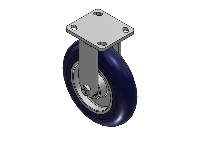 110 Series Kingpinless Top Plate Rigid Caster with 8 x 2 Blue Tread on Aluminum Core UA - Magnum Polyurethane (Aluminum Core) Wheel and Face Brake