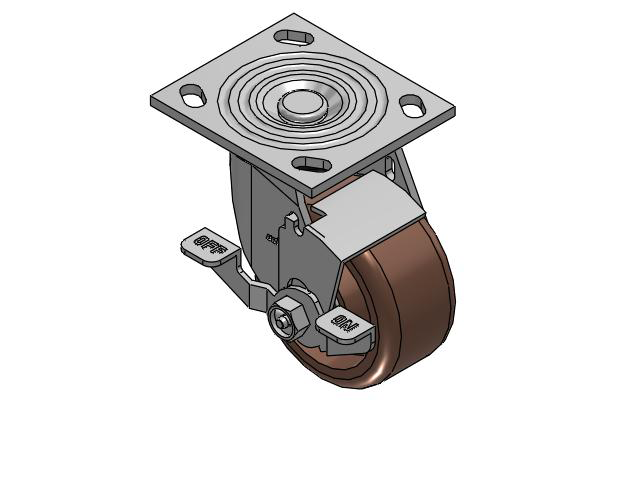 4 Series 2 Inch Wide Top Plate Swivel Caster Caster with 4 x 2 Thermo Wheel and Top Lock Brake