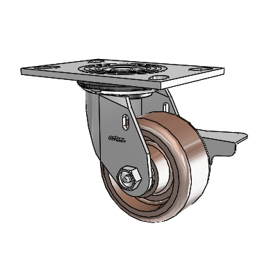 4 Series 2 Inch Wide Top Plate Swivel Caster Caster with 4 x 2 Thermo Wheel and Side Lock Brake