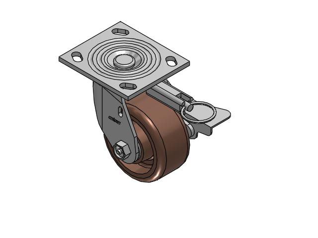 4 Series 2 Inch Wide Top Plate Swivel Caster Caster with 4 x 2 Thermo Wheel and Side Lock Brake