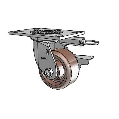 4 Series 2 Inch Wide Top Plate Swivel Caster Caster with 4 x 2 Thermo Wheel and Side Lock Brake