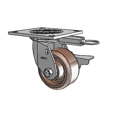 4 Series 2 Inch Wide Top Plate Swivel Caster Caster with 4 x 2 Thermo Wheel and Side Lock Brake