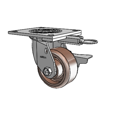 4 Series 2 Inch Wide Top Plate Swivel Caster Caster with 4 x 2 Thermo Wheel and Side Lock Brake
