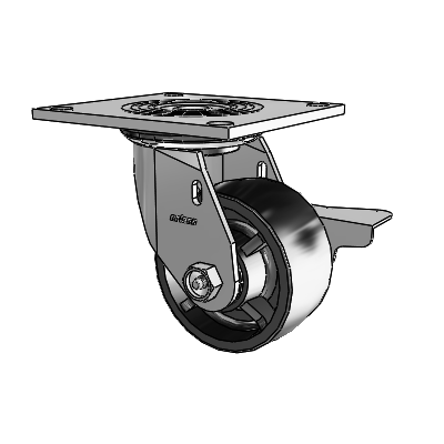 4 Series 2 Inch Wide Top Plate Swivel Caster Caster with 4 x 2 Polyolefin Wheel and Side Lock Brake