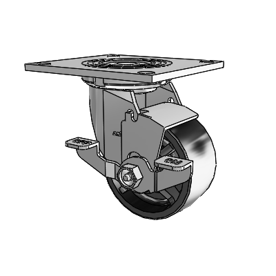 4 Series 2 Inch Wide Top Plate Swivel Caster Caster with 4 x 2 Polyolefin Wheel and Top Lock Brake