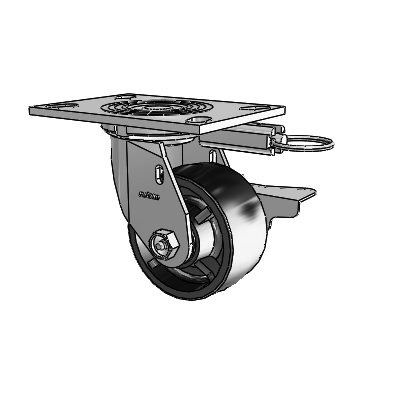 4 Series 2 Inch Wide Top Plate Swivel Caster Caster with 4 x 2 Polyolefin Wheel and Side Lock Brake