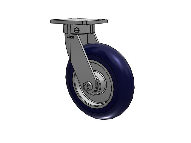 110 Series Kingpinless Top Plate Swivel Caster with 8 x 2 Blue Tread on Aluminum Core UA - Magnum Polyurethane (Aluminum Core) Wheel