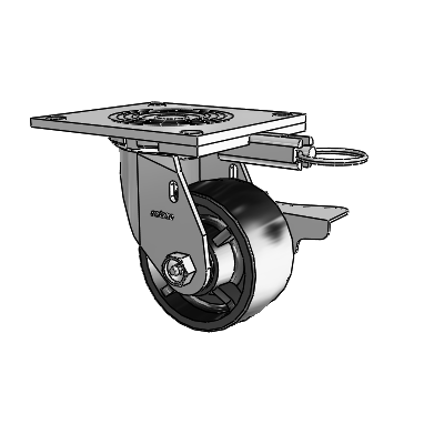 4 Series 2 Inch Wide Top Plate Swivel Caster Caster with 4 x 2 Polyolefin Wheel and Side Lock Brake