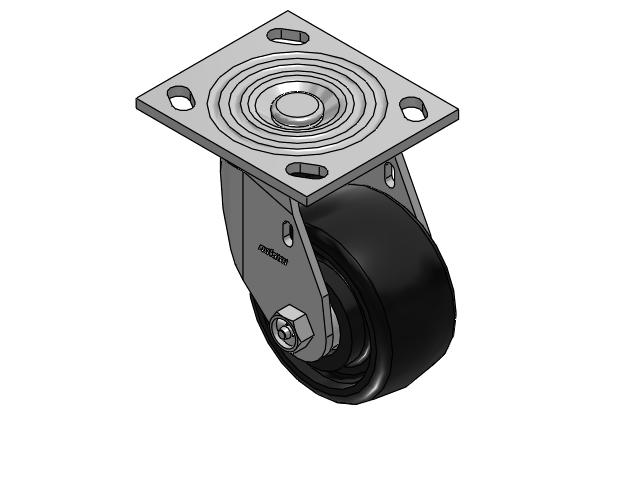 4 Series 2 Inch Wide Top Plate Swivel Caster Caster with 4 x 2 Endura Solid Elastomer Wheel