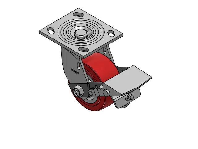 4 Series 2 Inch Wide Top Plate Swivel Caster Caster with 4 x 2 Polyurethane HI-TECH Wheel and Tread Lock Brake