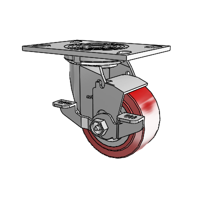 4 Series 2 Inch Wide Top Plate Swivel Caster Caster with 4 x 2 Polyurethane HI-TECH Wheel and Top Lock Brake