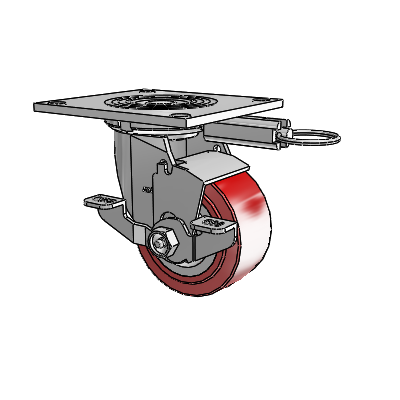 4 Series 2 Inch Wide Top Plate Swivel Caster Caster with 4 x 2 Polyurethane HI-TECH Wheel and Top Lock Brake
