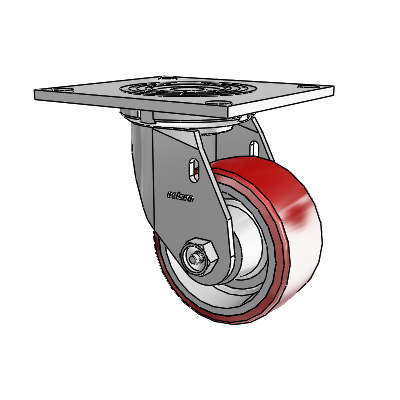4 Series 2 Inch Wide Top Plate Swivel Caster Caster with 4 x 2 Moldon Polyurethane (Aluminum Core) Wheel