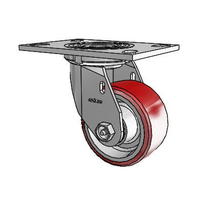 4 Series 2 Inch Wide Top Plate Swivel Caster Caster with 4 x 2 Moldon Polyurethane (Aluminum Core) Wheel