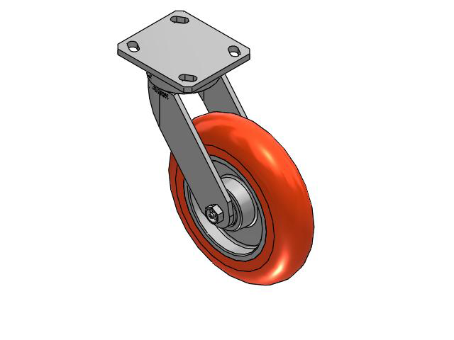 110 Series Kingpinless Top Plate Swivel Caster with 8 x 2 Orange Tread on Aluminum Core UA - Magnum Polyurethane (Aluminum Core) Wheel