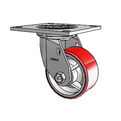 4 Series 2 Inch Wide Top Plate Swivel Caster Caster with 4 x 2 Moldon Polyurethane (Cast Iron Core) Wheel
