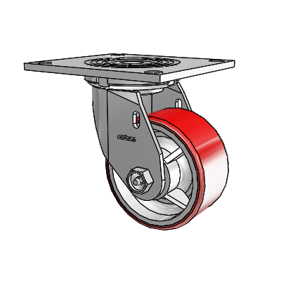 4 Series 2 Inch Wide Top Plate Swivel Caster Caster with 4 x 2 Moldon Polyurethane (Cast Iron Core) Wheel