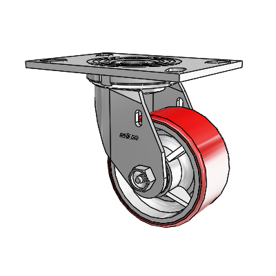 4 Series 2 Inch Wide Top Plate Swivel Caster Caster with 4 x 2 Moldon Polyurethane (Cast Iron Core) Wheel