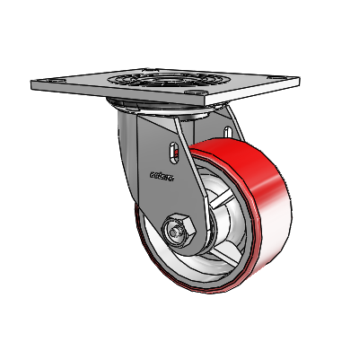 4 Series 2 Inch Wide Top Plate Swivel Caster Caster with 4 x 2 Moldon Polyurethane (Cast Iron Core) Wheel