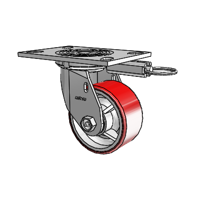4 Series 2 Inch Wide Top Plate Swivel Caster Caster with 4 x 2 Moldon Polyurethane (Cast Iron Core) Wheel