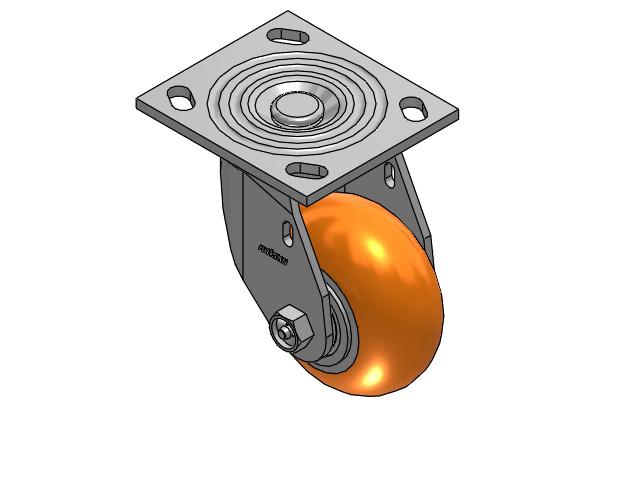 4 Series 2 Inch Wide Top Plate Swivel Caster Caster with 4 x 2 CG Max Orange Wheel