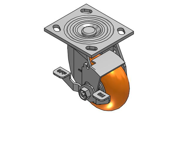 4 Series 2 Inch Wide Top Plate Swivel Caster Caster with 4 x 2 CG Max Orange Wheel and Top Lock Brake