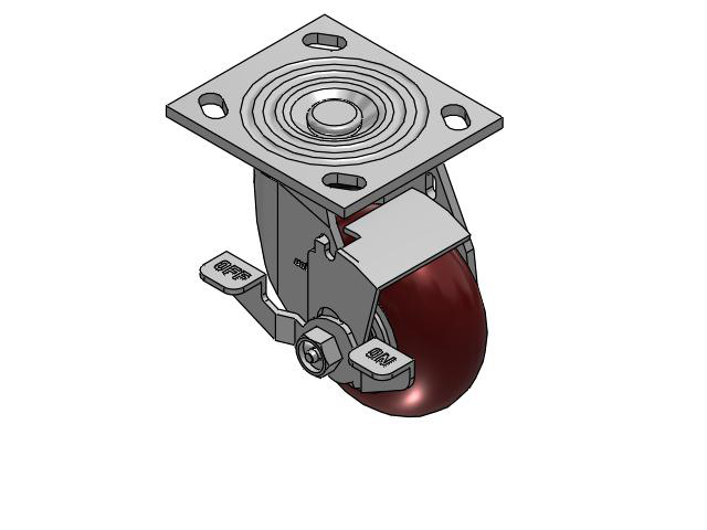 4 Series 2 Inch Wide Top Plate Swivel Caster Caster with 4 x 2 CG Max Maroon Wheel and Top Lock Brake