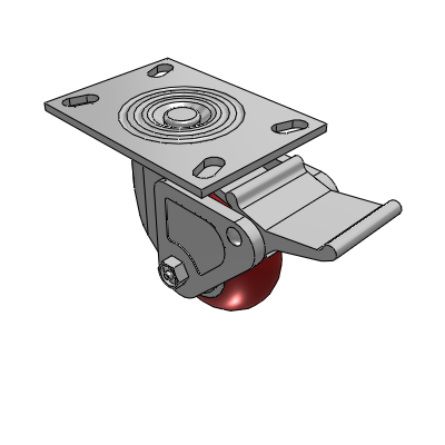 4 Series 2 Inch Wide Top Plate Swivel Caster Caster with 4 x 2 CG Max Maroon Wheel and Tech Lock Brake