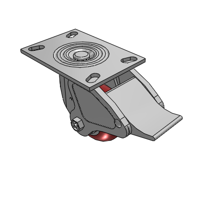 4 Series 2 Inch Wide Top Plate Swivel Caster Caster with 4 x 2 CG Max Maroon Wheel and Total Lock Brake