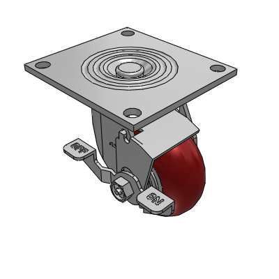 4 Series 2 Inch Wide Top Plate Swivel Caster Caster with 4 x 2 CG Max Maroon Wheel and Top Lock Brake