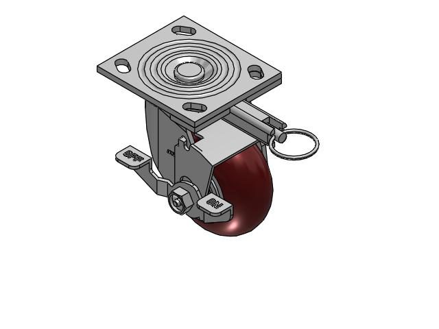 4 Series 2 Inch Wide Top Plate Swivel Caster Caster with 4 x 2 CG Max Maroon Wheel and Top Lock Brake