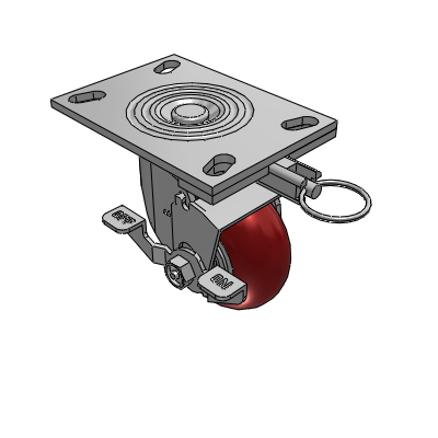 4 Series 2 Inch Wide Top Plate Swivel Caster Caster with 4 x 2 CG Max Maroon Wheel and Top Lock Brake