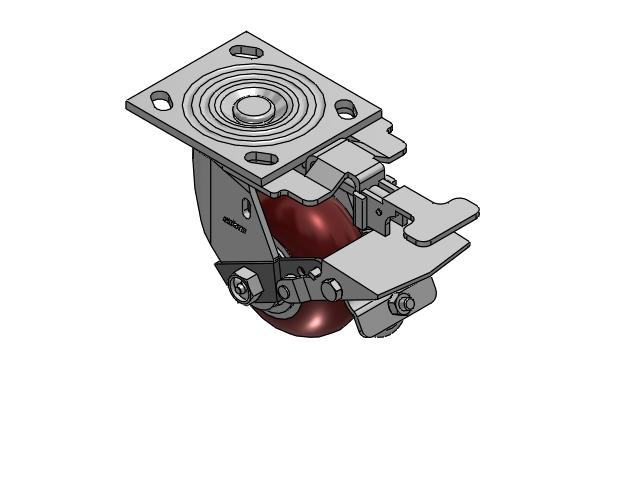 4 Series 2 Inch Wide Top Plate Swivel Caster Caster with 4 x 2 CG Max Maroon Wheel and Tread Lock Brake