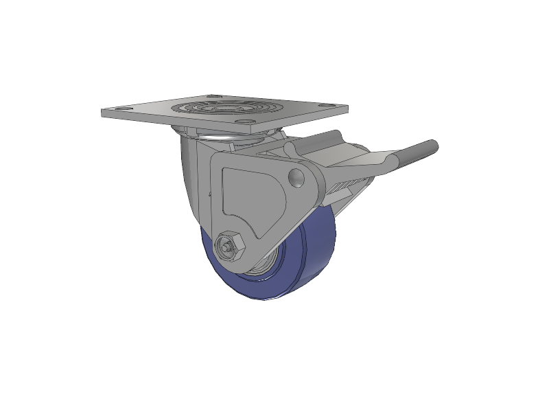 4 Series 2 Inch Wide Top Plate Swivel Caster with 4 x 2 HydroTech (Flat) Wheel and Tech Lock Brake
