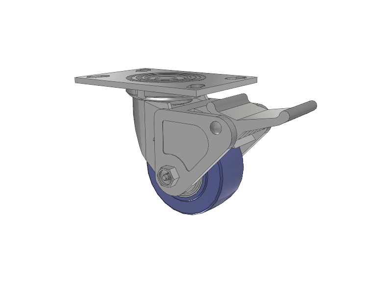 4 Series 2 Inch Wide Top Plate Swivel Caster with 4 x 2 HydroTech (Flat) Wheel and Tech Lock Brake