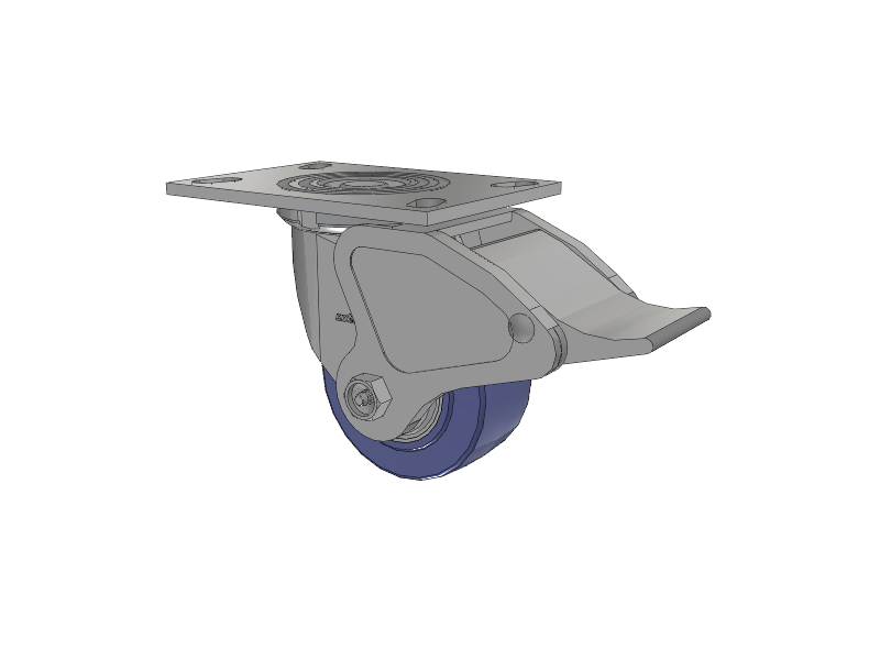 4 Series 2 Inch Wide Top Plate Swivel Caster with 4 x 2 HydroTech (Flat) Wheel and Total Lock Brake