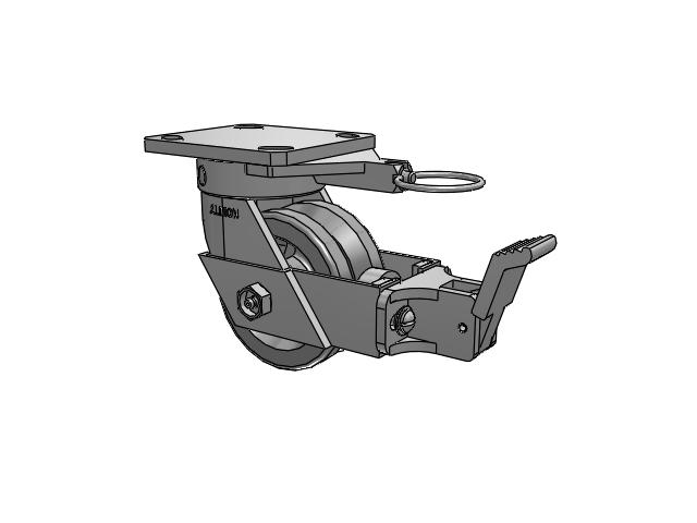 110 Series Kingpinless Top Plate Swivel Caster with 4 x 2 Silver Enamel Paint VG - Cast Iron V-Groove Wheel and Face Brake