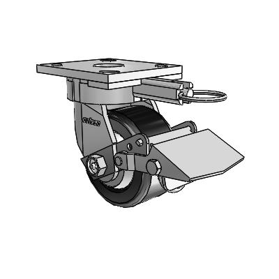4 Series Kingpinless Casters Top Plate Swivel Caster with 4 x 2 Phenolic wheel and Tread Lock Brake