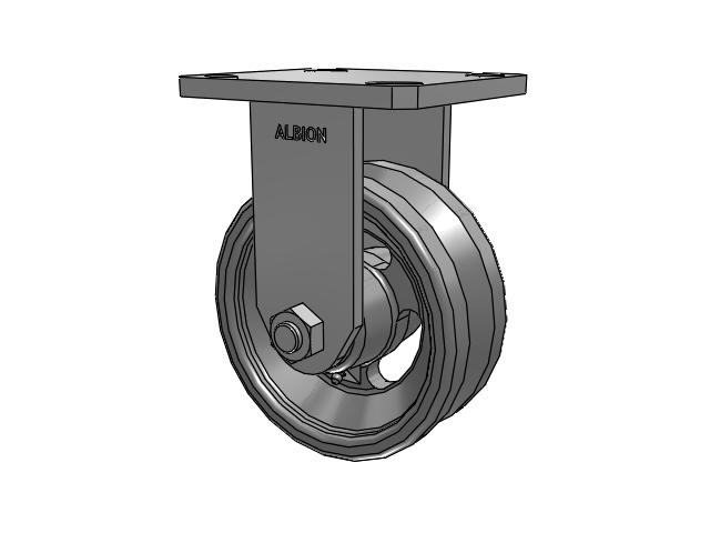 110 Series Kingpinless Top Plate Rigid Caster with 5 x 2 Silver Enamel Paint VG - Cast Iron V-Groove Wheel