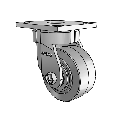 4 Series Kingpinless Casters Top Plate Swivel Caster with 4 x 2 Performa Rubber (Flat/Grey) wheel