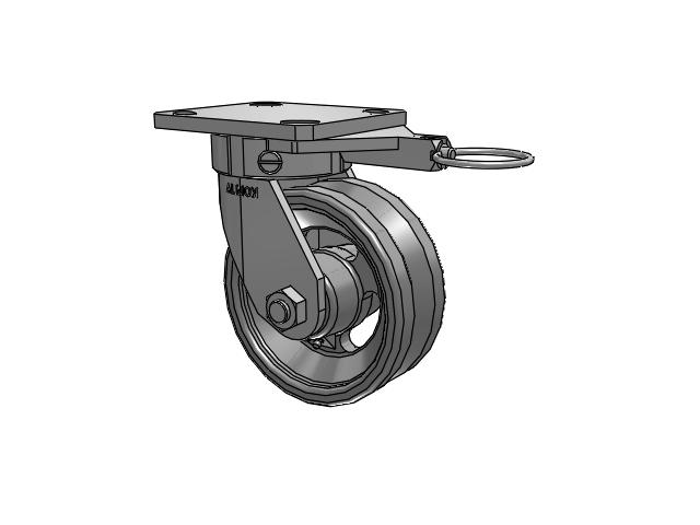 110 Series Kingpinless Top Plate Swivel Caster with 5 x 2 Silver Enamel Paint VG - Cast Iron V-Groove Wheel