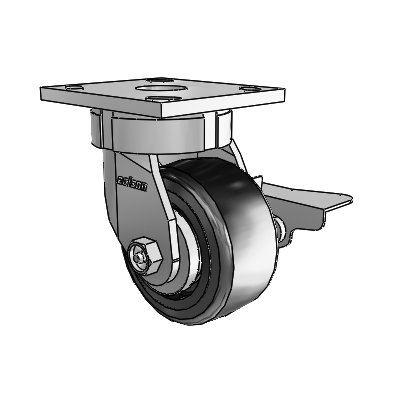 4 Series Kingpinless Casters Top Plate Swivel Caster with 4 x 2 Trans-forma LT (Flat) wheel and Side Lock Brake