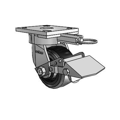 4 Series Kingpinless Casters Top Plate Swivel Caster with 4 x 2 Trans-forma LT (Flat) wheel and Tread Lock Brake