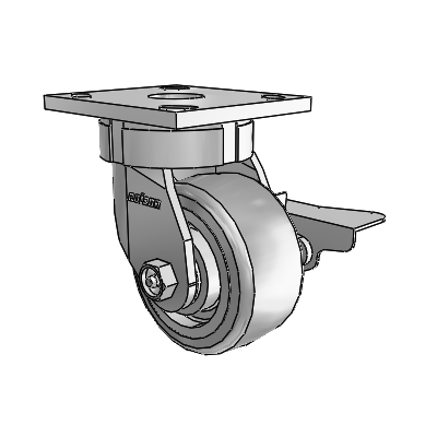 4 Series Kingpinless Casters Top Plate Swivel Caster with 4 x 2 Trans-forma (Flat) wheel and Side Lock Brake