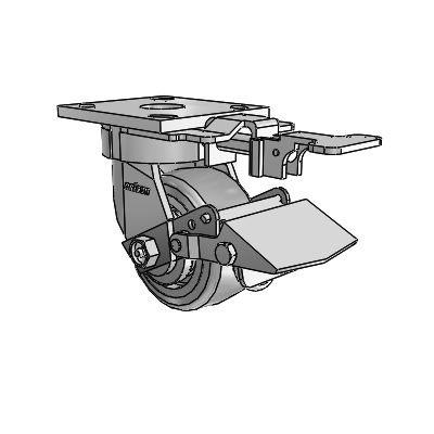 4 Series Kingpinless Casters Top Plate Swivel Caster with 4 x 2 Trans-forma (Flat) wheel and Tread Lock Brake