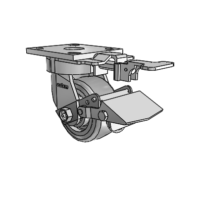 4 Series Kingpinless Casters Top Plate Swivel Caster with 4 x 2 Trans-forma HD (Flat) wheel and Tread Lock Brake