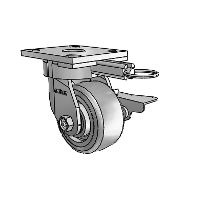 4 Series Kingpinless Casters Top Plate Swivel Caster with 4 x 2 Trans-forma HD (Flat) wheel and Side Lock Brake