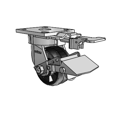 4 Series Kingpinless Casters Top Plate Swivel Caster with 4 x 2 Maxim wheel and Tread Lock Brake