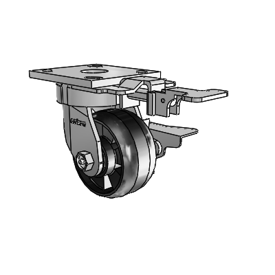 4 Series Kingpinless Casters Top Plate Swivel Caster with 4 x 2 Maxim wheel and Side Lock Brake